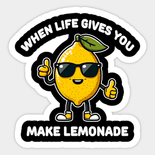 Funny Cool Lemon Cartoon With Sunglasses Kawaii Style Sticker